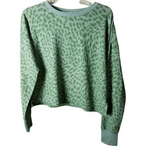 Adrienne Vittadini Sport Green Activewear Shirt Animal Print Size M NWT